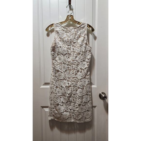 Crystal Doll Juniors 7 White Floral Lace Embellished Semi-Formal Cocktail Dress - Picture 7 of 9
